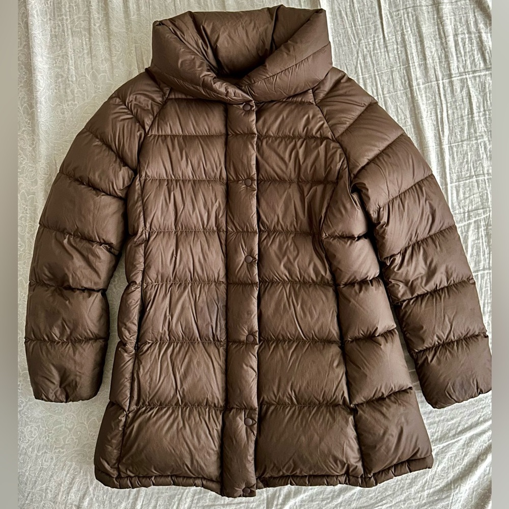 MUJI Women's Pillow Collar Down Puffer Coat - Medium - Brown